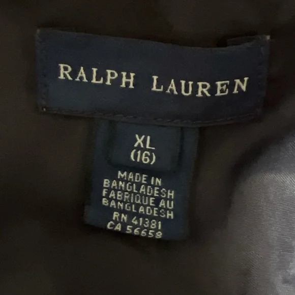 Ralph Lauren Blue Navy -Utility Jacket with Quilted Design Size 16 Girls - Picture 10 of 11